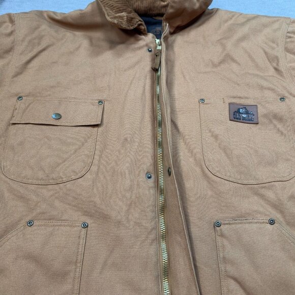 Old Mill Mens Brown Insulated Coat Canvas Jacket Snap Zip Fleece Lined Size XL - Picture 5 of 14